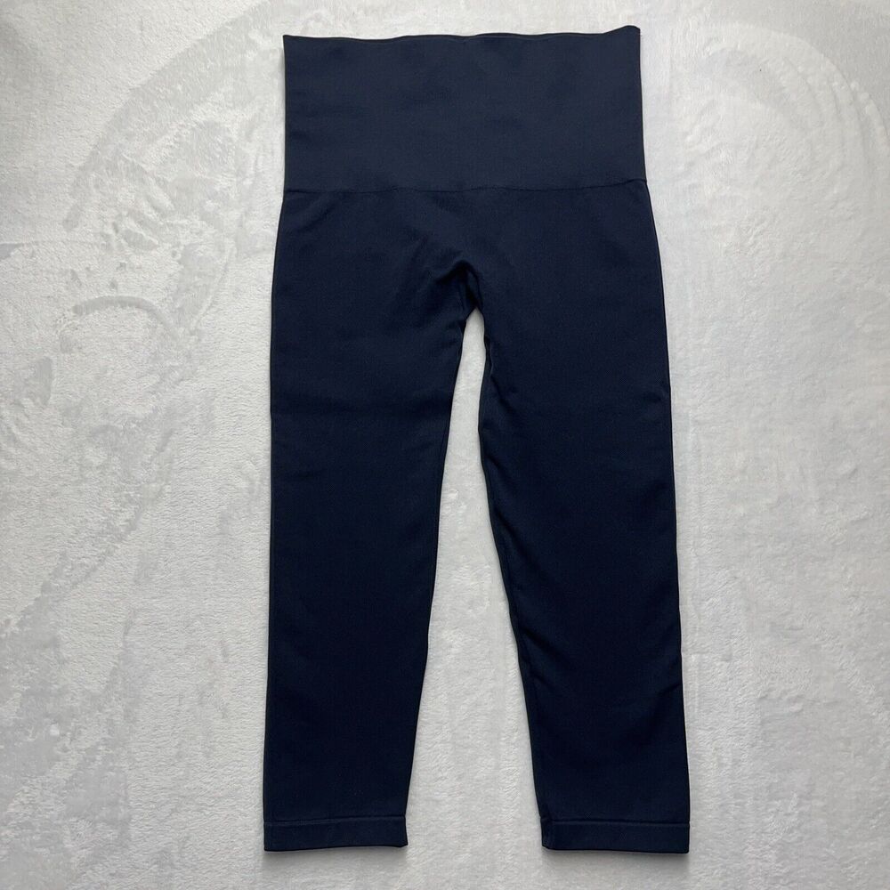 Spanx Cropped Leggings Women’s Sz XL Navy Blue Look At Me Now Seamless Active